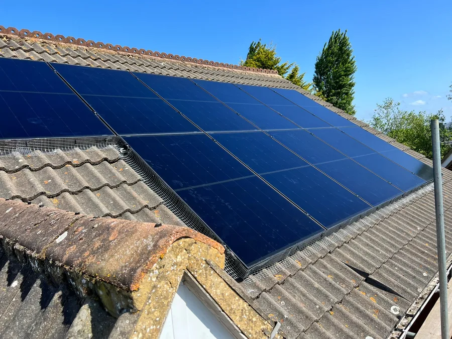 Solar panel installation on a roof in Rochester, Kent