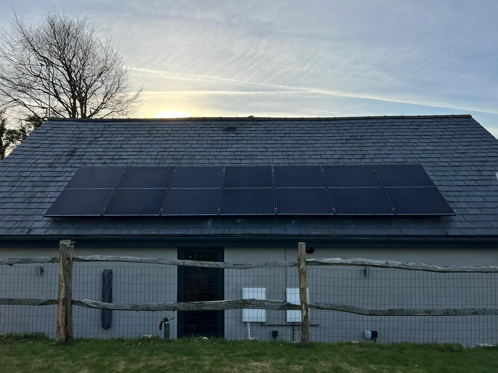 Solar panels installed on the roof of a house